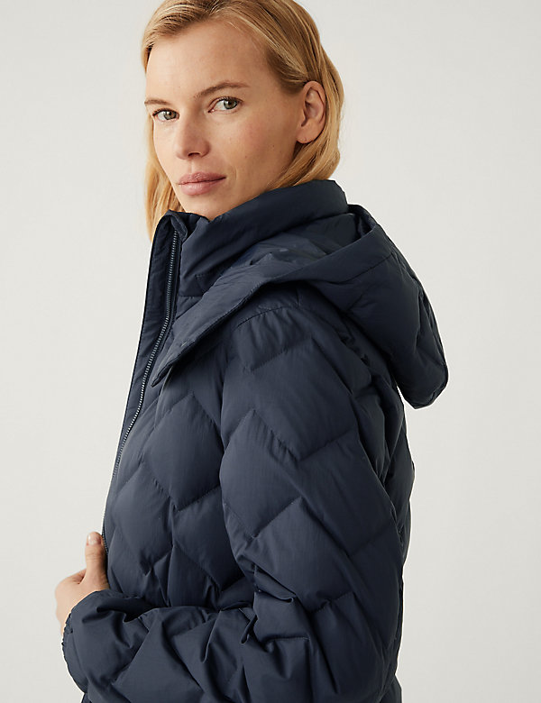 Feather & Down Quilted Hooded Puffer Jacket | M&S RO