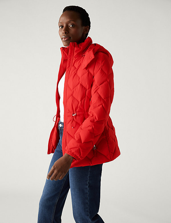 Feather & Down Quilted Hooded Puffer Jacket - JE