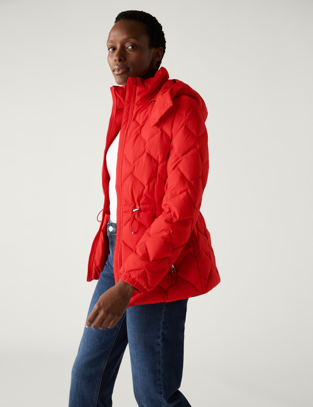 Red down jackets ladies top