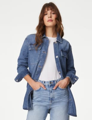 Cotton Rich Denim Longline Overshirt - EE