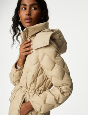 

Womens M&S Collection Feather & Down Stormwear™ Puffer Coat - Natural Beige, Natural Beige