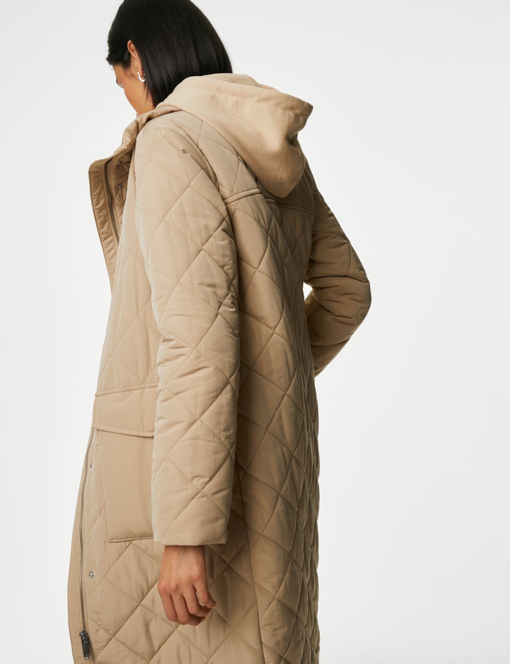 Diamond Quilted Funnel Neck Longline Coat image 5