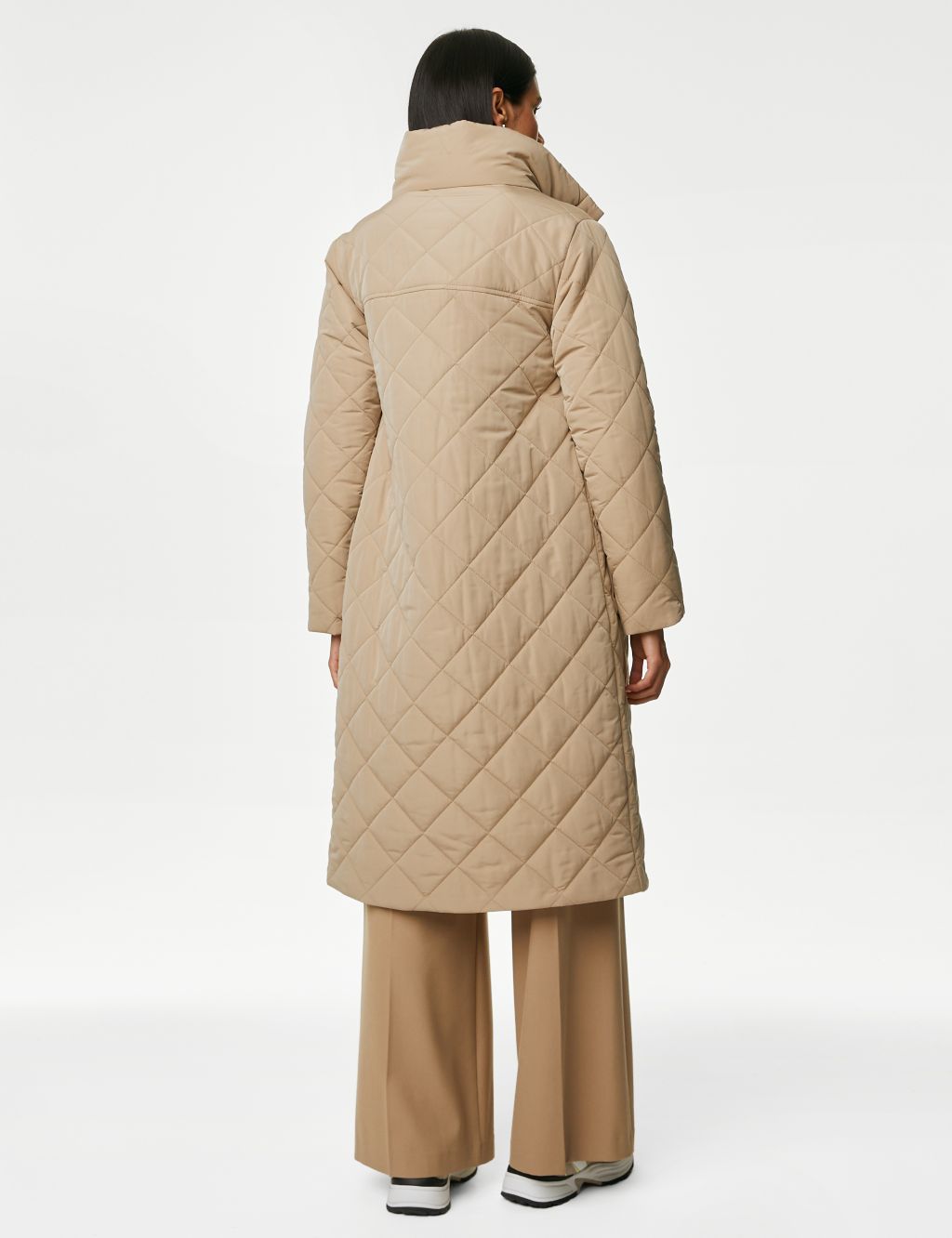 Diamond Quilted Funnel Neck Longline Coat image 6