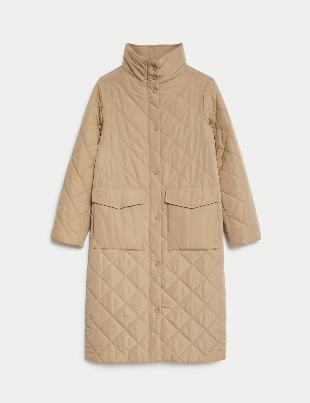 Diamond Quilted Funnel Neck Longline Coat image 2