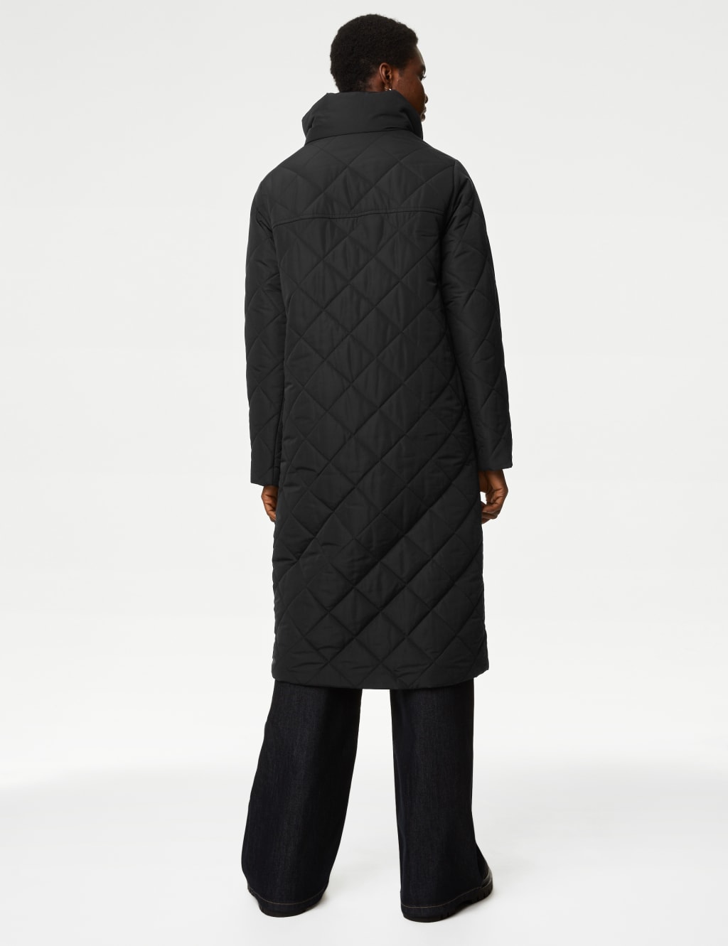 Diamond Quilted Funnel Neck Longline Coat image 6