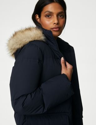 

Womens M&S Collection Feather & Down Stormwear™ Puffer Coat - Midnight Navy, Midnight Navy