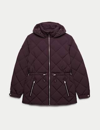 M&S Feather & Down Diamond Quilted Hooded Jacket