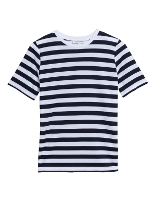 

Womens Autograph Pure Tencel™ Striped Relaxed T-Shirt - Navy Mix, Navy Mix
