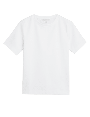 

Autograph Camiseta de manga corta de escote cerrado de algodónWomens - White, White