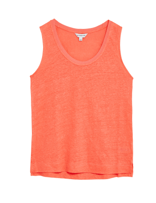 

Womens Autograph Pure Linen Sleeveless Vest Top - Coral, Coral