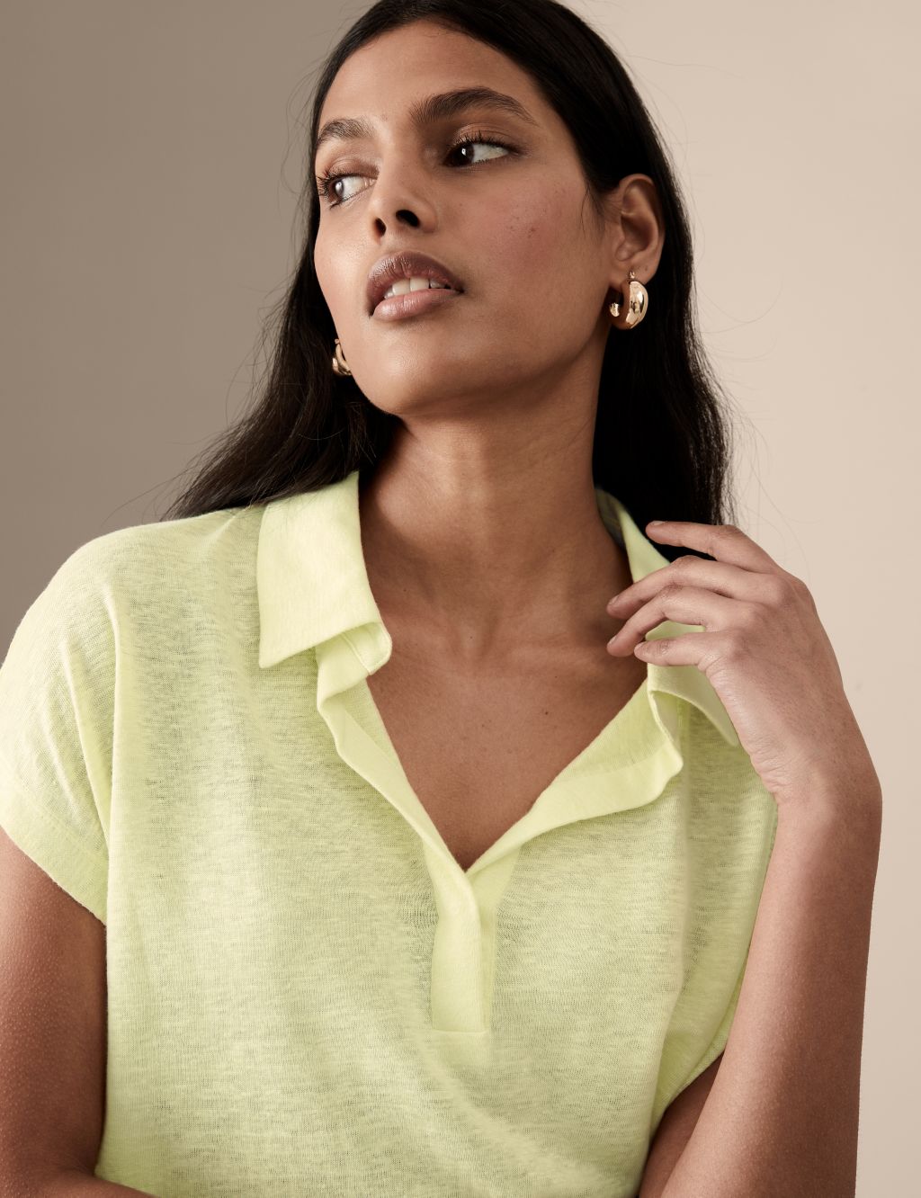 Pure Linen Collared Short Sleeve Top image 3