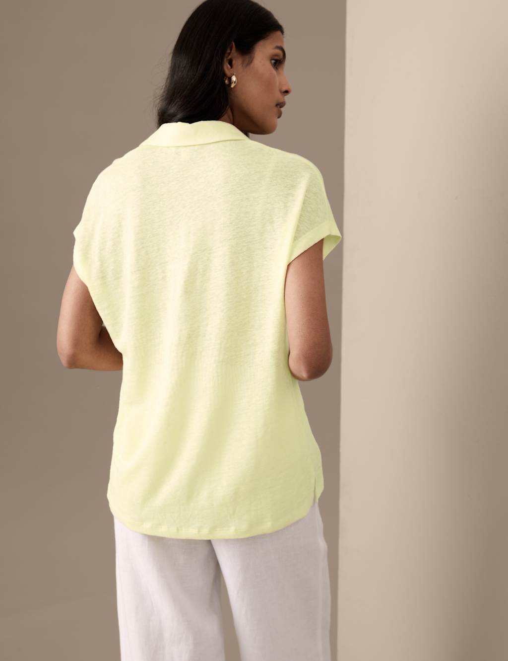 Pure Linen Collared Short Sleeve Top image 4