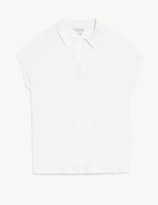 

Womens Autograph Kurzarmoberteil aus reinem Leinen mit Kragen - White, White