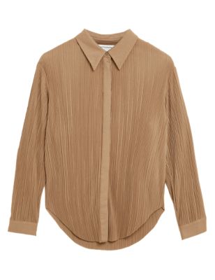 

Womens Autograph Plisse Collared Long Sleeve Shirt - Spice, Spice
