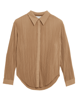 

Womens Autograph Plisse Collared Long Sleeve Shirt - Spice, Spice