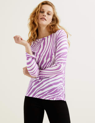 

Autograph Top acanalado con estampado animalWomens - Pink Mix, Pink Mix