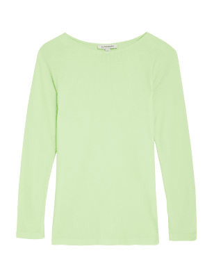 

Womens Autograph Pure Tencel™ Round Neck Long Sleeve Top - Pale Lime, Pale Lime