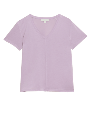 

Autograph Camiseta informal de punto de escote en pico 100% Tencel™Womens - Pale Lilac, Pale Lilac