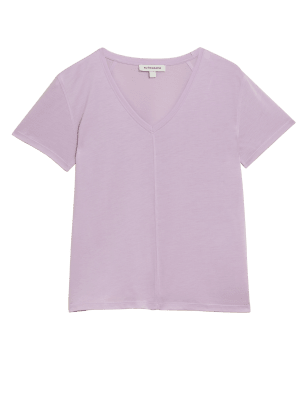 

Womens Autograph Pure Tencel™ Jersey V-Neck Relaxed T-shirt - Pale Lilac, Pale Lilac