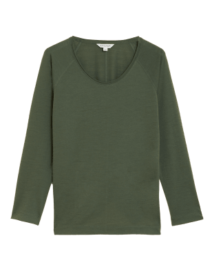 

Womens Autograph Wool Blend Scoop Neck Long Sleeve Top - Medium Green, Medium Green