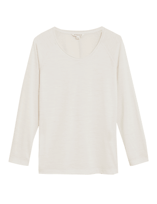 

Womens Autograph Wool Blend Scoop Neck Long Sleeve Top - Cream, Cream