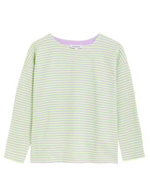 

Womens Autograph Gestreiftes Oberteil mit hohem Baumwollanteil und Rundhalsausschnitt - Lilac Mix, Lilac Mix
