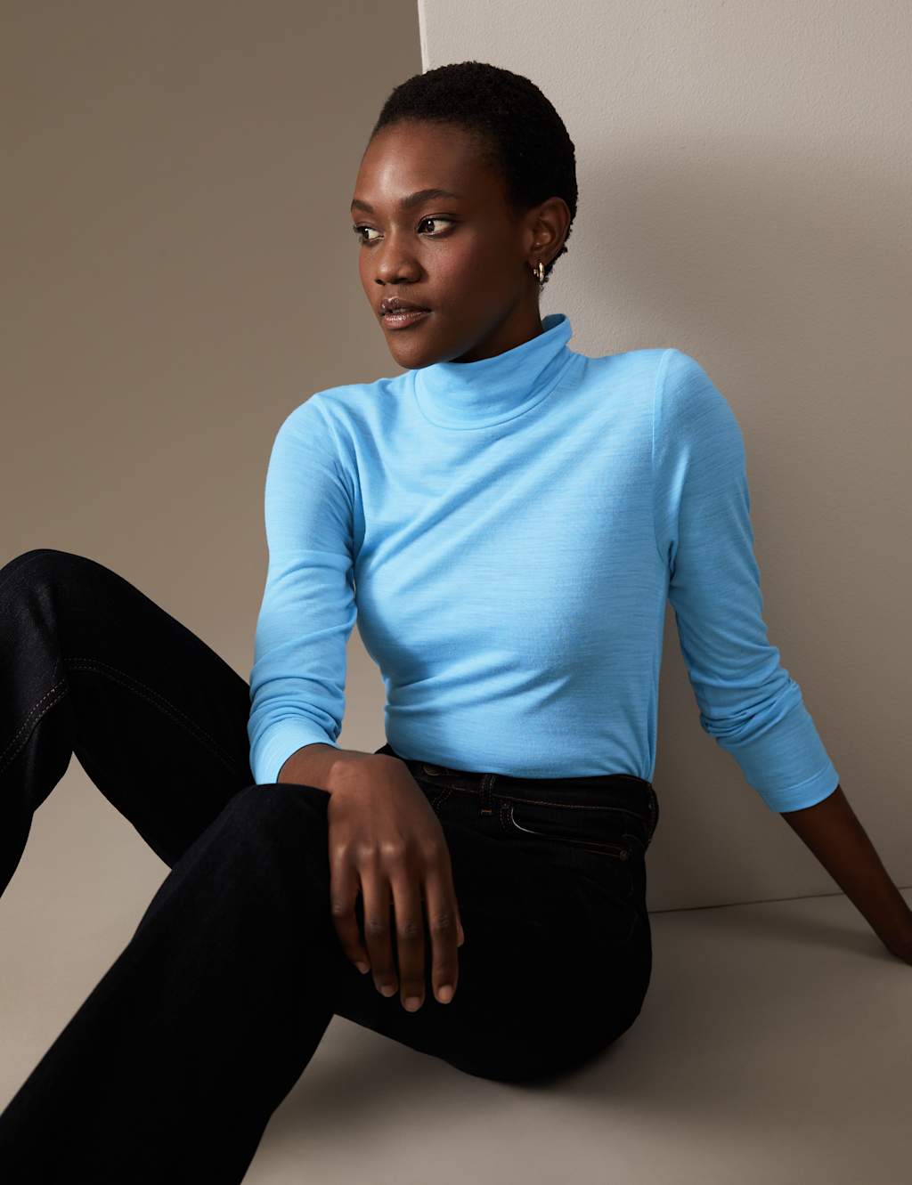 Wool Rich High Neck Long Sleeve Top image 1