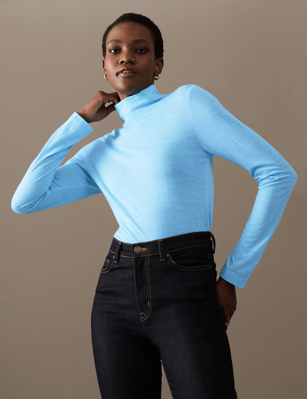 Wool Rich High Neck Long Sleeve Top image 2
