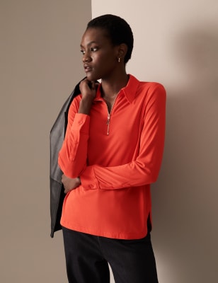 

Womens Autograph Modal Rich Zip Up Top - Bright Orange, Bright Orange