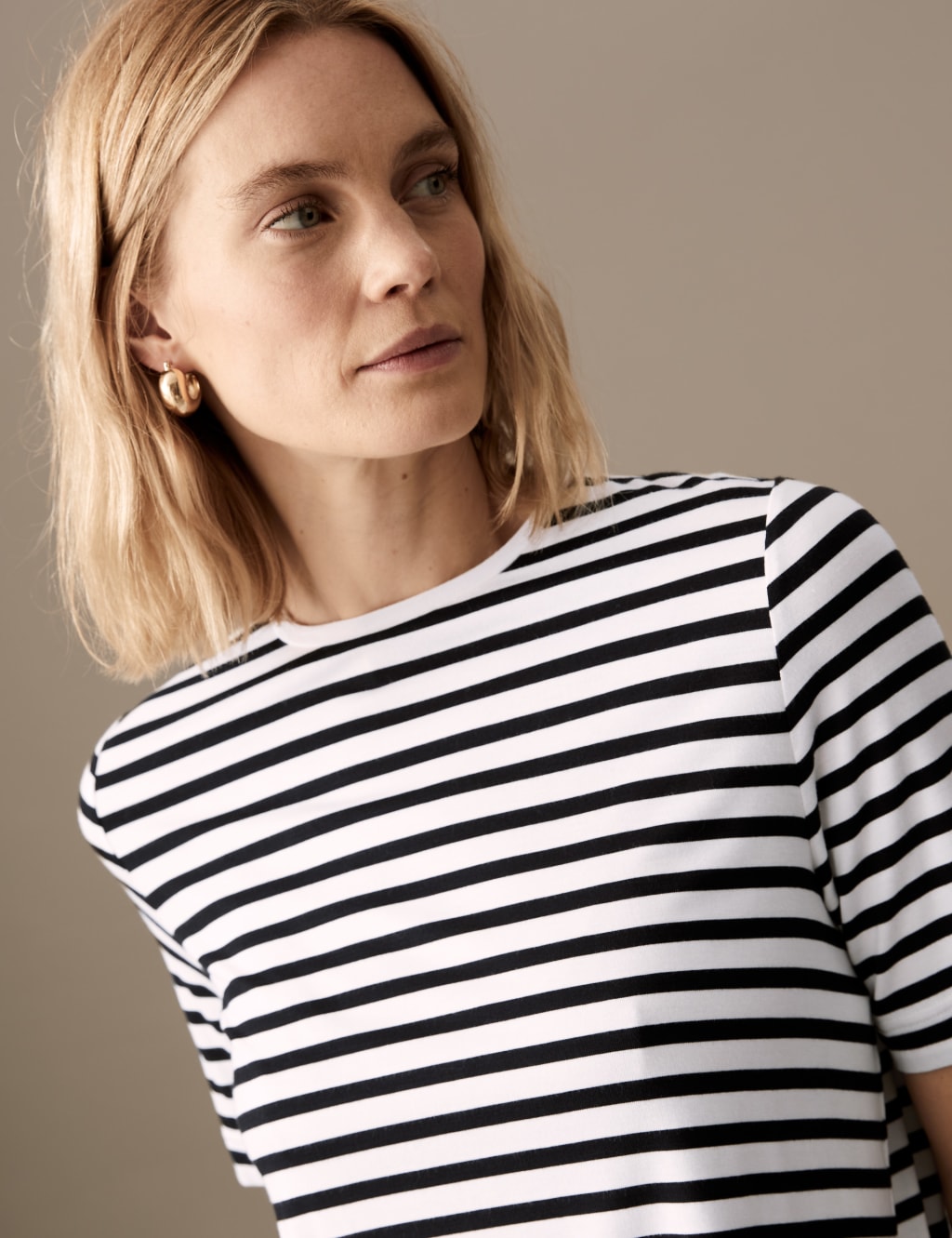 Jersey Striped Round Neck Relaxed T-Shirt image 4