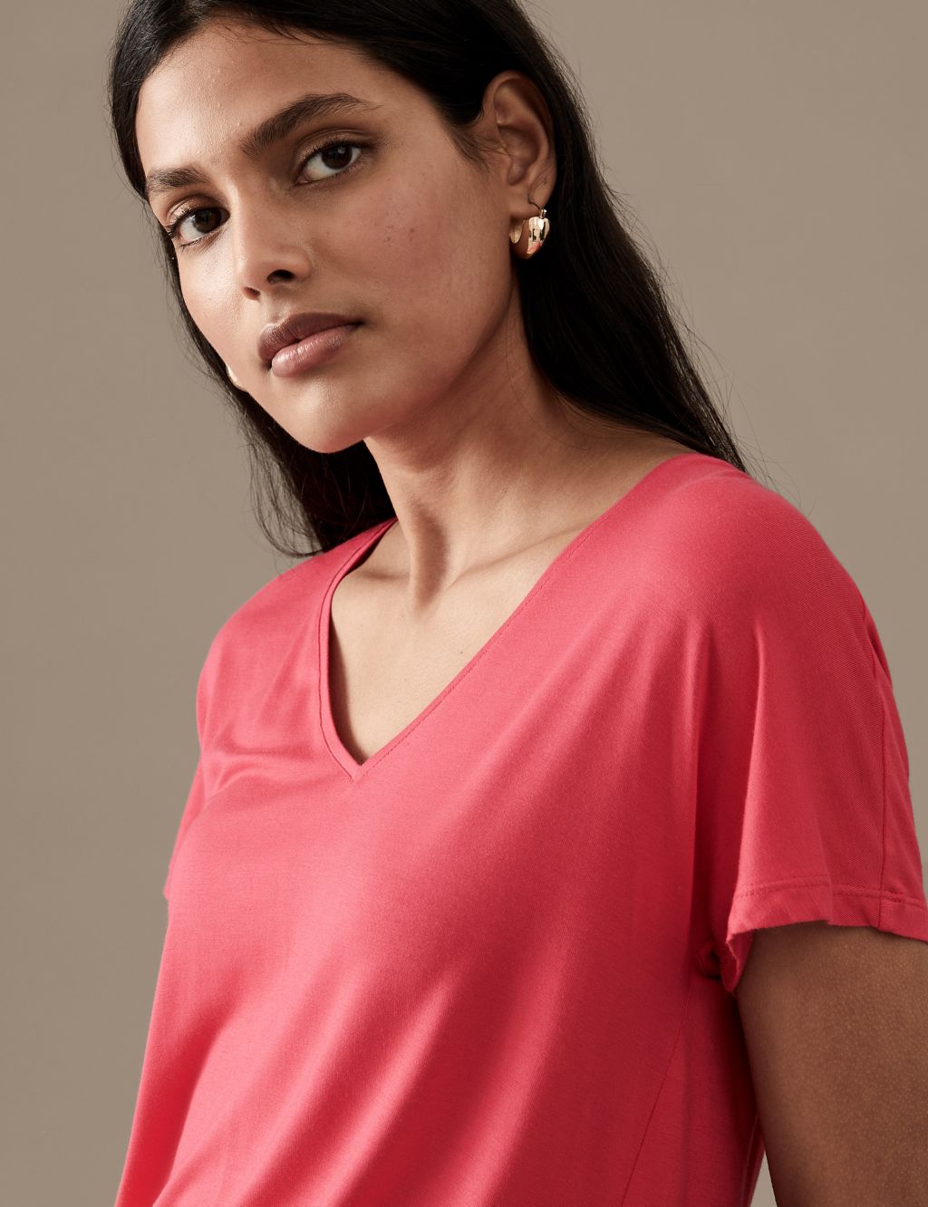 Jersey V-Neck Relaxed T-Shirt image 2