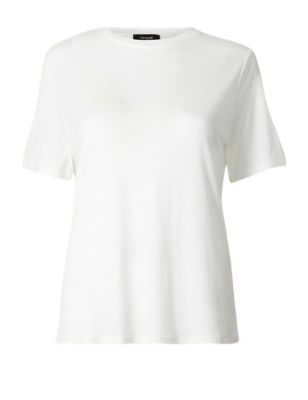 M&S Autograph Womens Pure Tencel   Draped T-Shirt