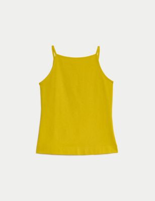 Autograph Womens Cotton Rich Square Neck Vest Top - 6 - Bright Yellow, Bright Yellow,Black/Black