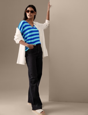 

Autograph Camiseta informal de punto de rayas de escote en picoWomens - Blue Mix, Blue Mix