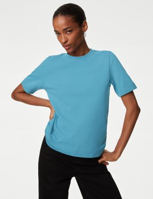 

Womens Autograph Cotton Rich Crew Neck T-Shirt - Medium Turquoise, Medium Turquoise
