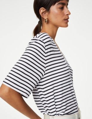 

Womens Autograph Jersey Striped T-Shirt - Black Mix, Black Mix