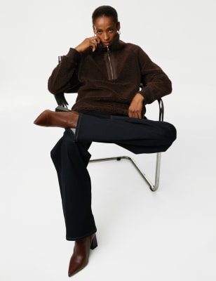 

Autograph Sudadera con cremallera de borreguitoWomens - Dark Brown, Dark Brown
