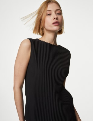 

Autograph Top con cuello barco plisado de puntoWomens - Black, Black