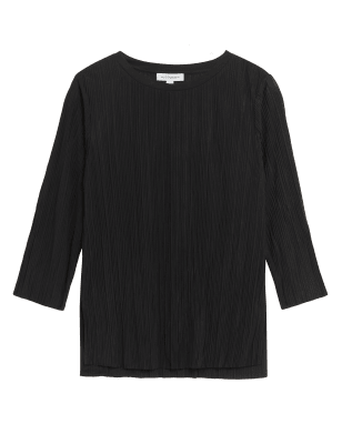 

Womens Autograph Jersey Plisse 3/4 Sleeve Blouse - Black, Black