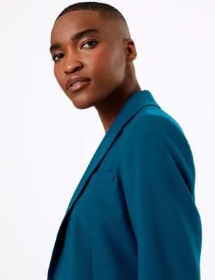 Blazer van wol en zijde met &eacute;&eacute;n rij knopen