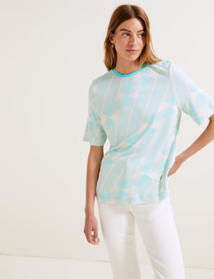 

Womens Autograph Printed Crew Neck Short Sleeve T-Shirt - Bright Blue Mix, Bright Blue Mix