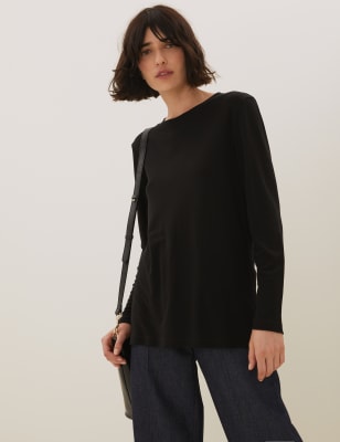 

Womens Autograph Pure Tencel™ Crew Neck Long Sleeve Top - Black, Black