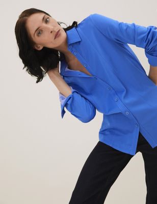 

Womens Autograph Jersey Collared Long Sleeve Shirt - Rich Blue, Rich Blue