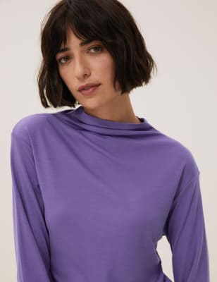 

Womens Autograph Langarmoberteil aus reinem Tencel™ mit hohem Ausschnitt - Ultraviolet, Ultraviolet