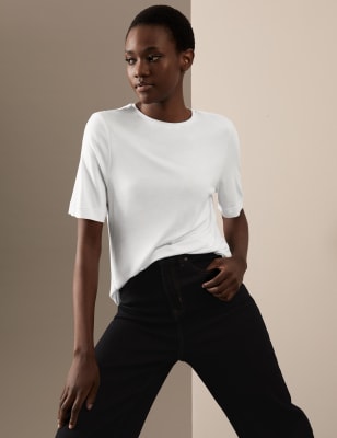 

Womens Autograph Jersey Crew Neck T-Shirt - White, White