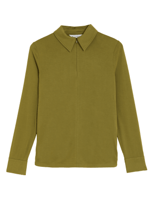 

Womens Autograph Modal Rich Collared Zip Up Top - Moss, Moss