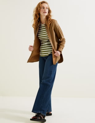 

Womens Autograph Striped Round Neck Long Sleeve Top - Green Mix, Green Mix