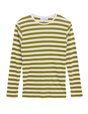 

Autograph Top de manga larga de rayas con cuello redondoWomens - Green Mix, Green Mix