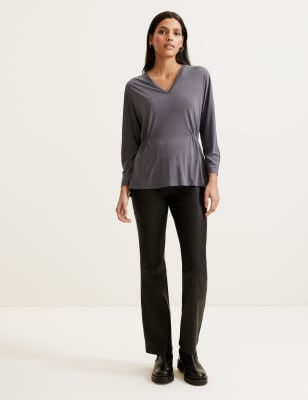 

Womens Autograph Modal Rich V-Neck Waisted Kimono Top - Dark Pewter, Dark Pewter