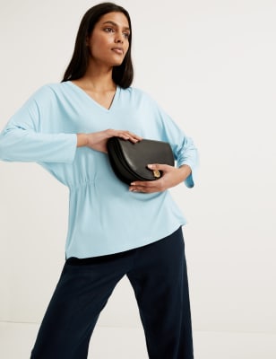 

Womens Autograph Tailliertes Kimono-Oberteil mit V-Ausschnitt und hohem Modalanteil - Turquoise, Turquoise